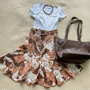 Linen blend floral skirt EUC, size 14